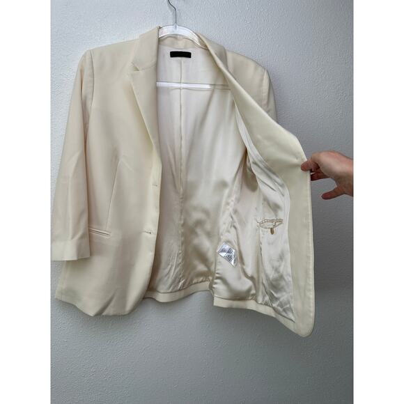 The Row Cream Wool-Silk Two-Button Blazer Jacket Women’s 14 - Picture 3 of 13